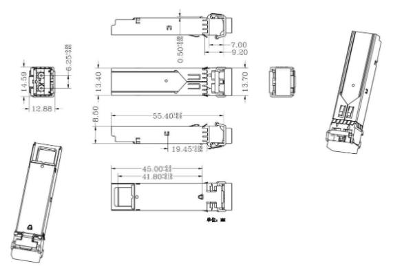 cwdm sfp光模块尺寸图 cwdm sfp光模块尺寸图