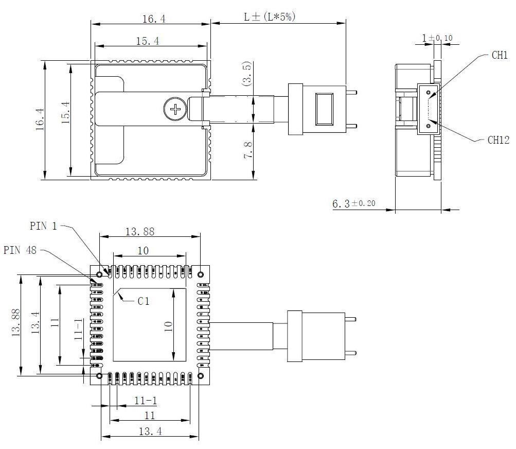 螭虎架构LCC光模块尺寸图 螭虎架构LCC光模块尺寸图