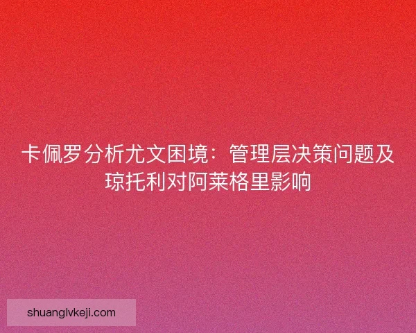 卡佩罗分析尤文困境:管理层决策问题及琼托利对阿莱格里影响 卡佩罗分析尤文困境:管理层决策问题及琼托利对阿莱格里影响